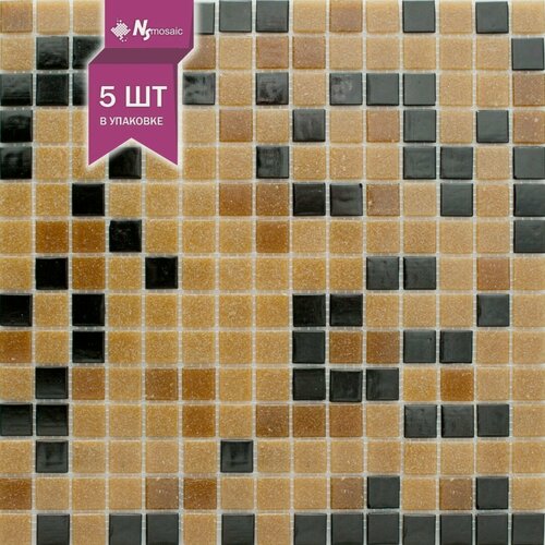 Изображение товара Мозаика стеклянная NSmosaic mix8, глянцевая коричневая/черная, 327х327 мм, чип 20х20 мм, упаковка 5шт