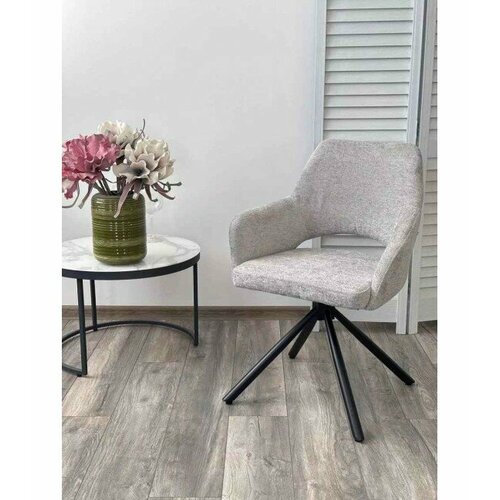 Стул NURI 180 град. поворот. светло-серый, шенилл/ черный каркас