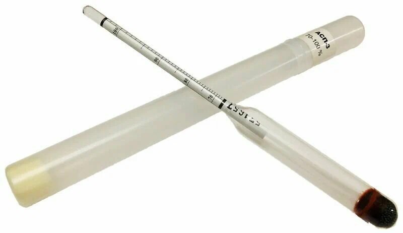 Спиртометр АСП-3 диапазон измерения 70-100% об. долей спирта производство Россия