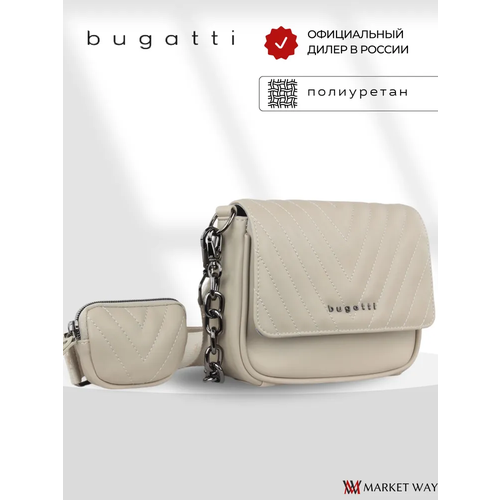 фото Сумка мессенджер bugatti, фактура гладкая, бежевый