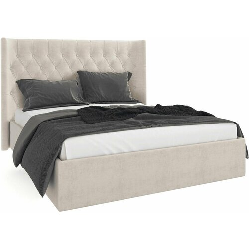 Кровать двуспальная 120Х200 см Bosa с подъемным механизмом с ортопедическим основанием, с мягким изголовьем, Бежевый