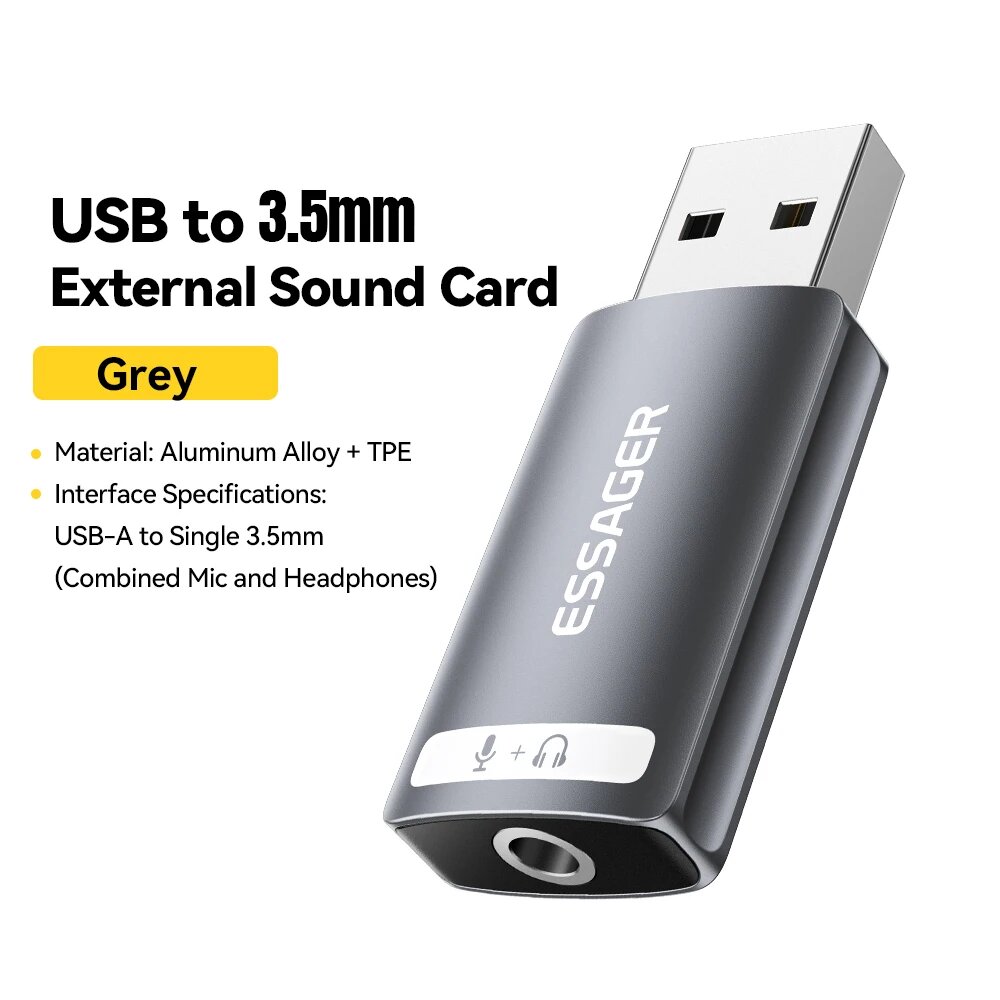 Essager USB звуковая карта, USB to Single 3.5mm