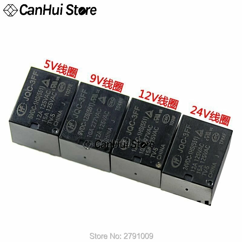 1 шт. HF JQC -3FF- 5VDC/9VDC/12VDC/24VDC -1HS(551) 4-контактный 10A/12A одна группа нормально открытых реле HongFa, 3FF- 9VDC-1HS