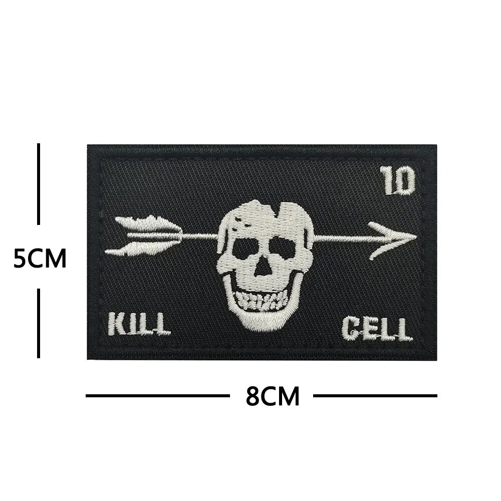 Черный патч "Kill Cell" с черепом, 8x5 см, Z3-V01709-4-4