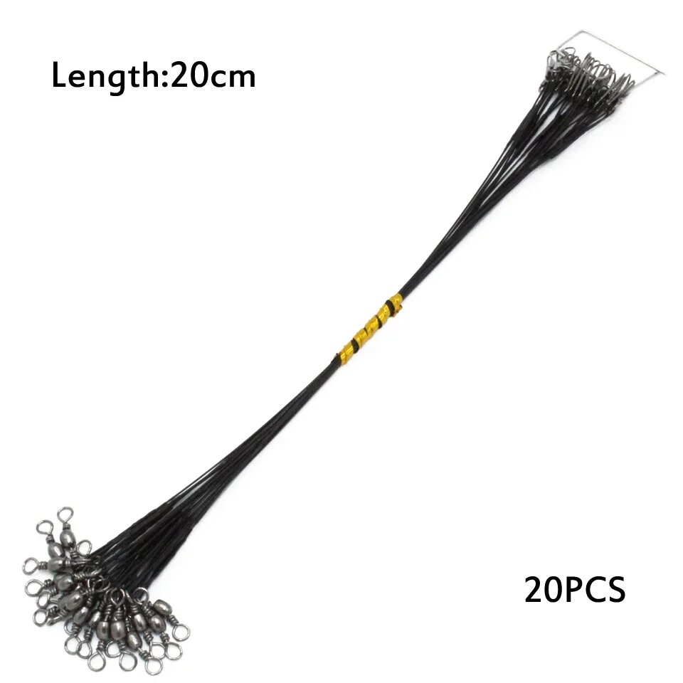 Стальная рыболовная леска 20 шт 15-30 см Черный Black 200mm 20PCS
