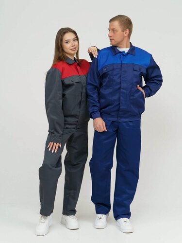 Изображение товара Рабочий костюм Мастер синий спецодежда летняя мужская с полукомбинезоном 56-58/182-188