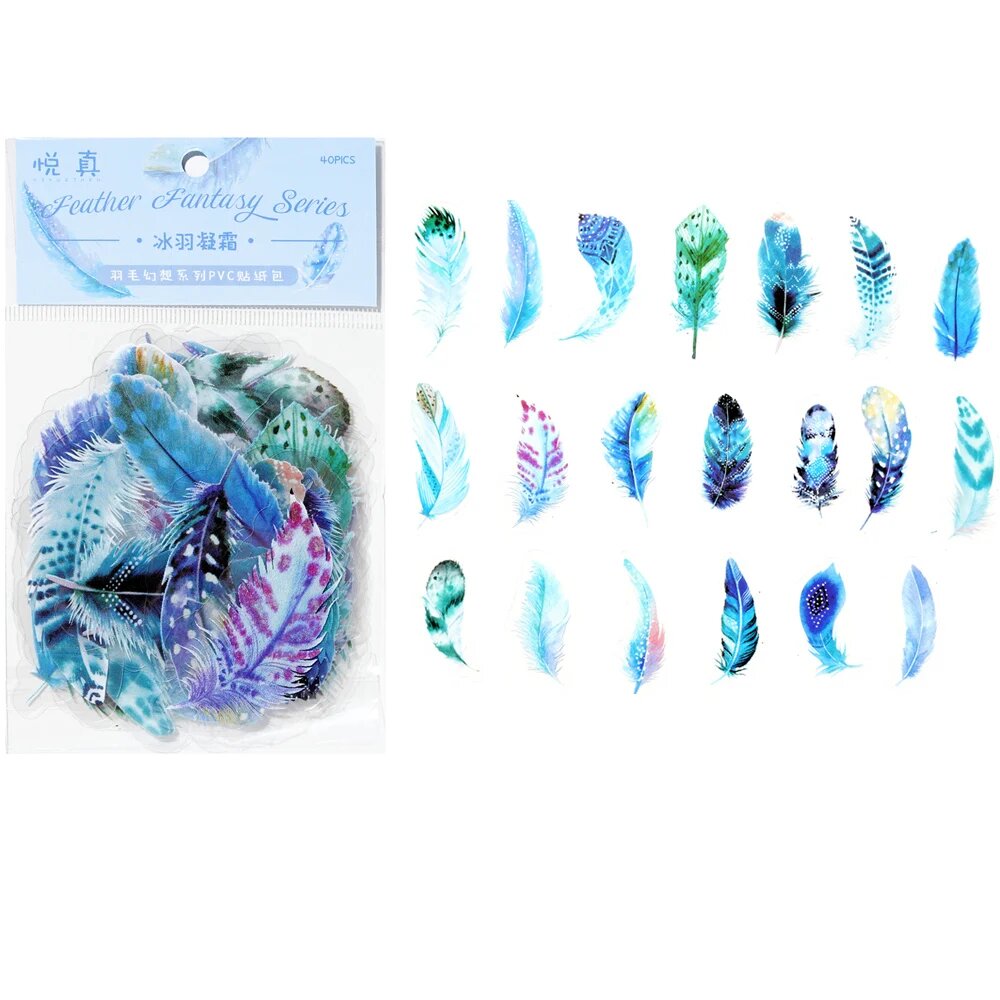 Декоративные наклейки с перьями YouYoungDifferent, Style 01, 40pcs