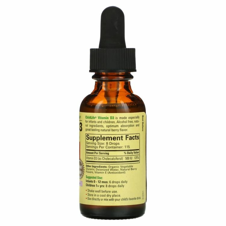 Изображение ChildLife, Vitamin D3, Витамин D3, вкус натуральных ягод, 30 мл