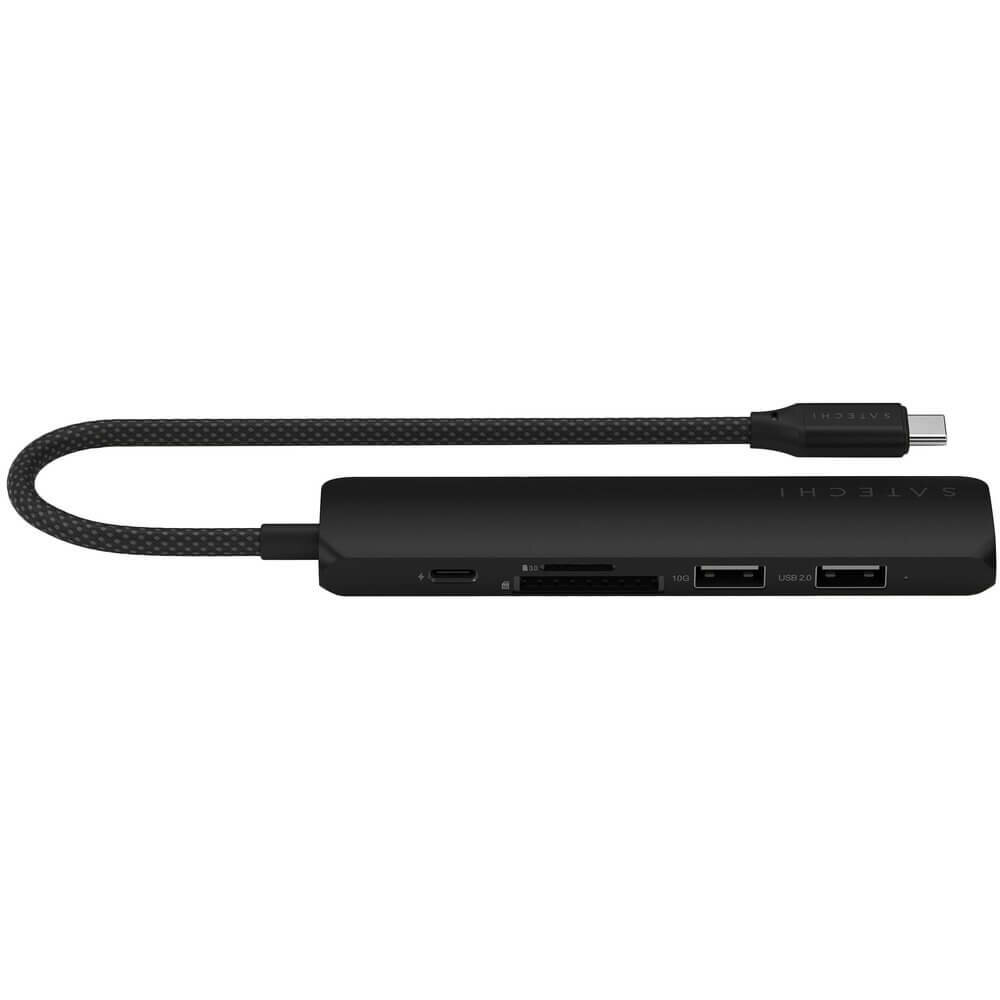 USB-хаб Satechi 6-in-1 USB-C Slim Multiport Adapter (Type-C, HDMI, 2x Type-A, SD, microSD), до 75 Вт, Черный Док-станция ST-P6SK - фото №3