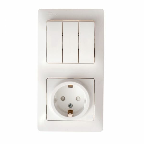 5 шт. Systeme Electric Glossa Бел Блок: розетка и 3-клавишный выключатель GSL000176