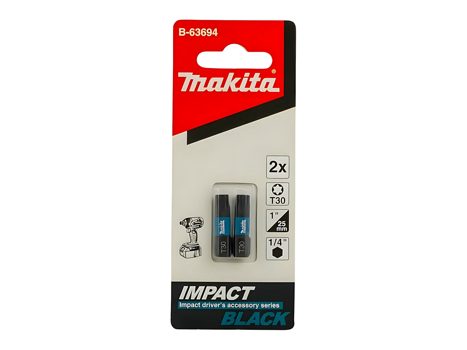 Бита T30 х 25 мм C-form (2 шт.) Impact Black MAKITA B-63694
