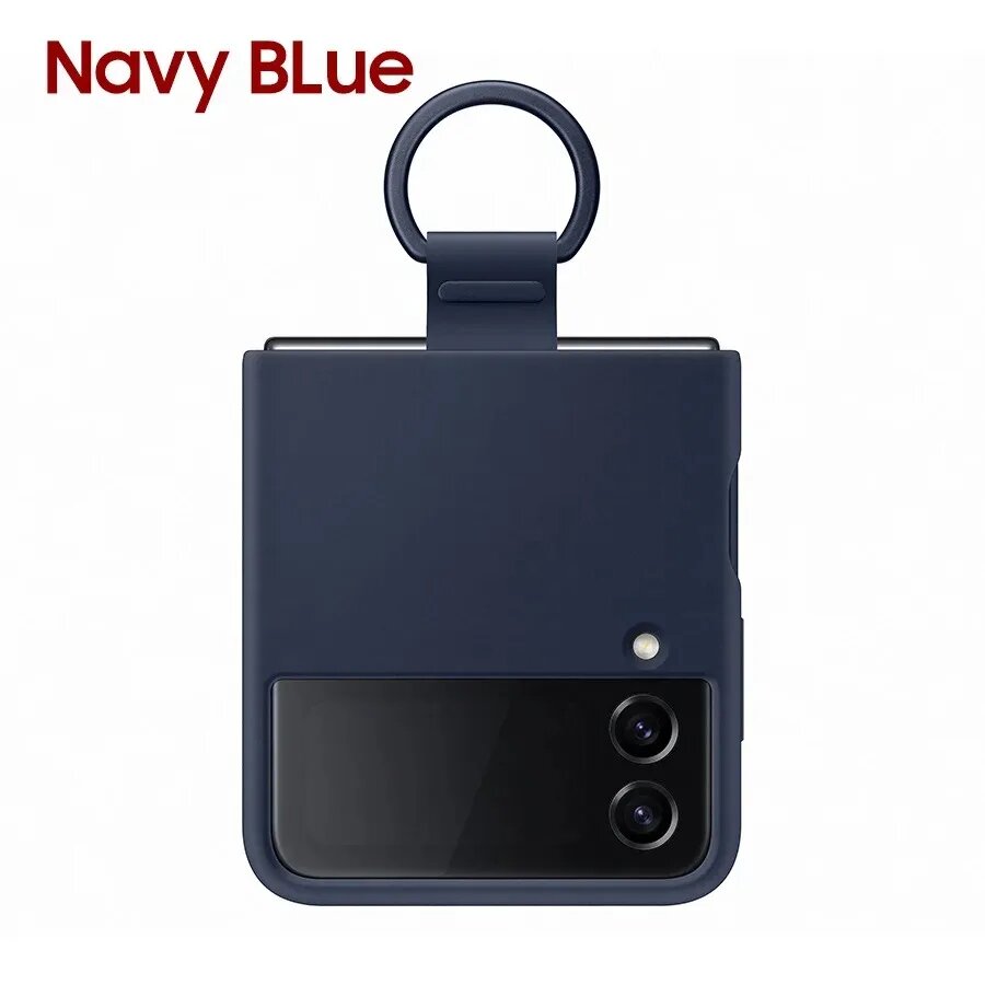 Оригинальный силиконовый чехол для Samsung Galaxy Z Flip4 с кольцом для Galaxy Z Синий, Dark Blue