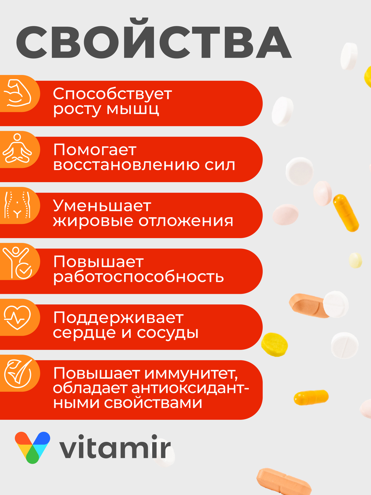 L-Аргинин 500мг VITAMIR PRO / Аминокислоты для роста мышц / 120 капсул — фото 1