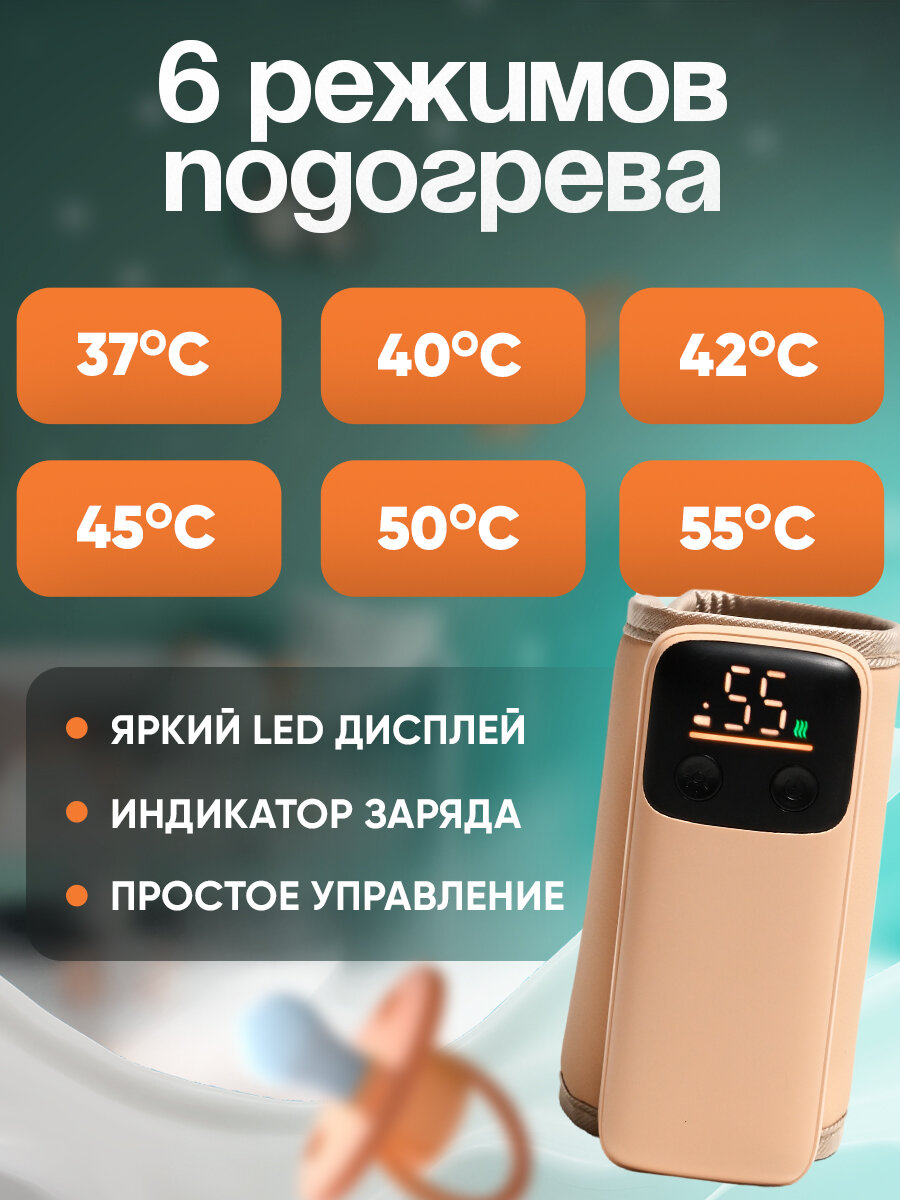 Подогреватель для бутылочек портативный 6000 mAh (3000mAh*2) — фото 1
