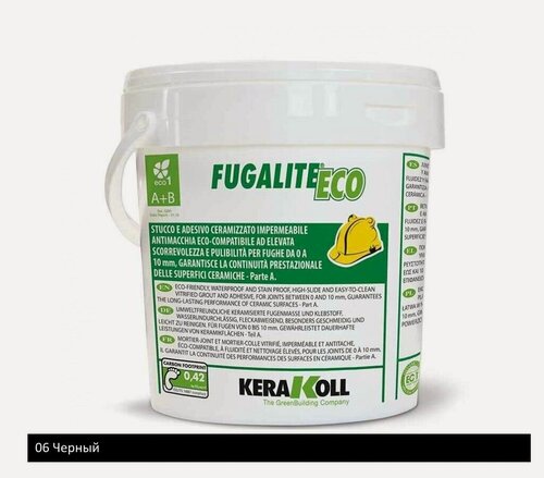 Изображение товара Эпоксидная затирка Kerakoll "Fugalite", противогрибковая, для ванной, кухни, 06 черная, эпоксидная, 3кг