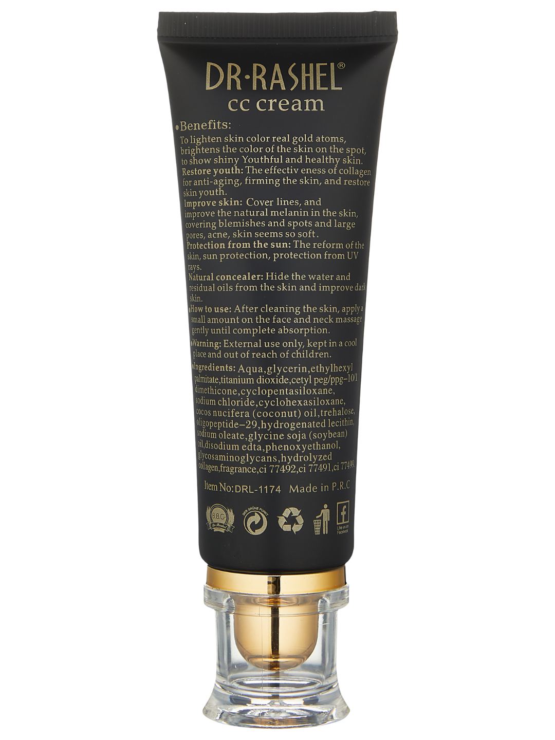Тональный крем Dr. Rashel, 24K Gold Collagen CC Cream, SPF 60, 50 мл — фото 1