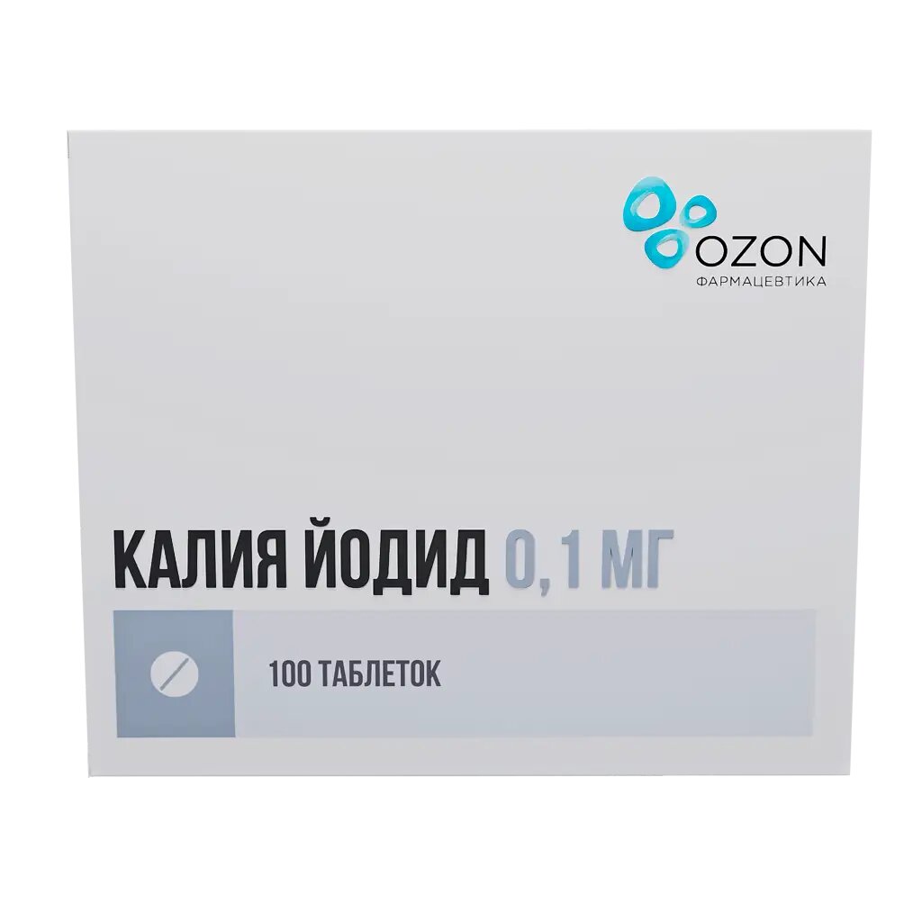 Калия йодид таблетки 0,1 мг 100 шт