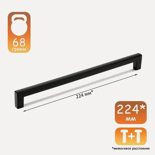 Изображение товара Ручка-скоба CAPPIO RSC026, металл, глянцевая, 224мм, 8шт, черная