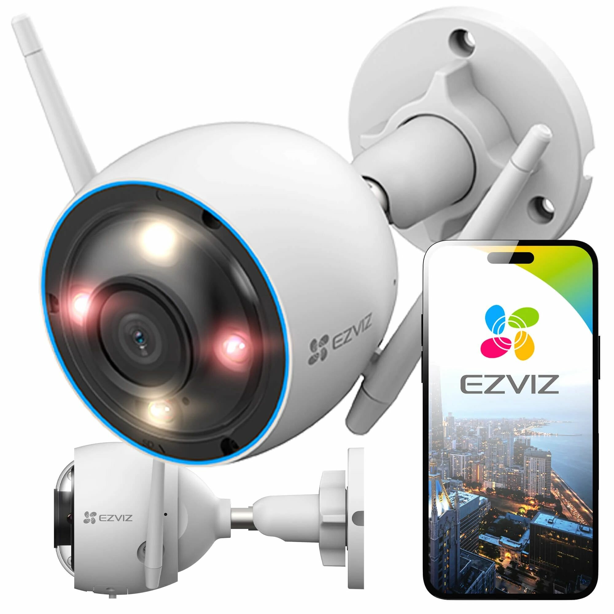 Ezviz CS-H3C Color 5мп Уличная Wi-Fi камера c распознаванием людей и авто с двусторонней аудиосвязью с ИК и LED-подсветкой и поддержкой MicroSD