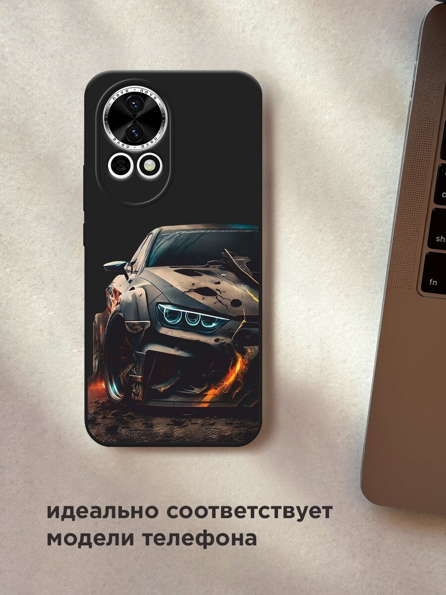 Черный матовый чехол на Huawei Nova 12/Nova13 / Хуавей Нова 12/Нова 13 с принтом "На износ" — фото 1