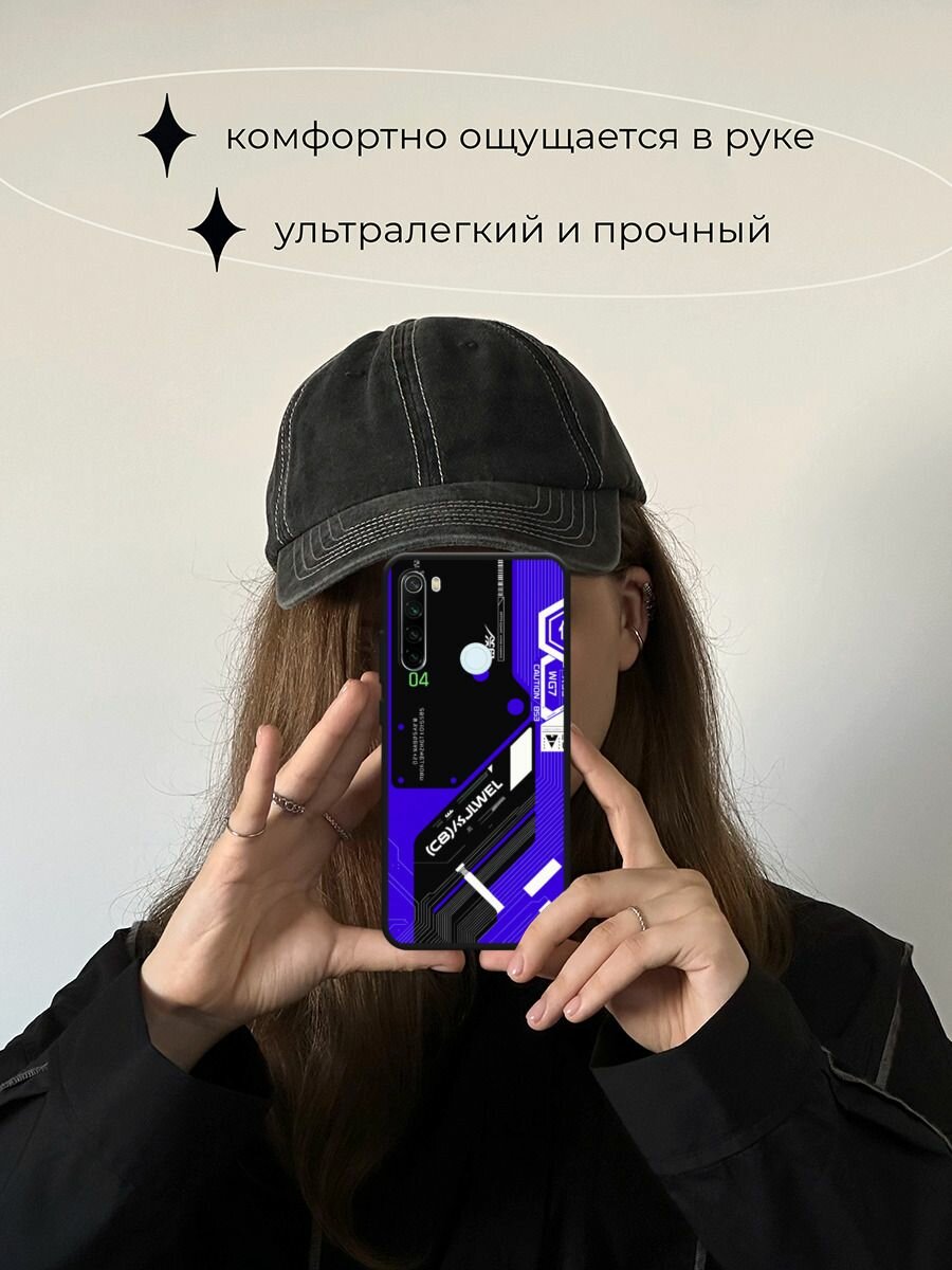 Черный матовый чехол на Xiaomi Redmi Note 8T / Сяоми Редми Нот 8Т с принтом "Неоновый киберпанк" — фото 1