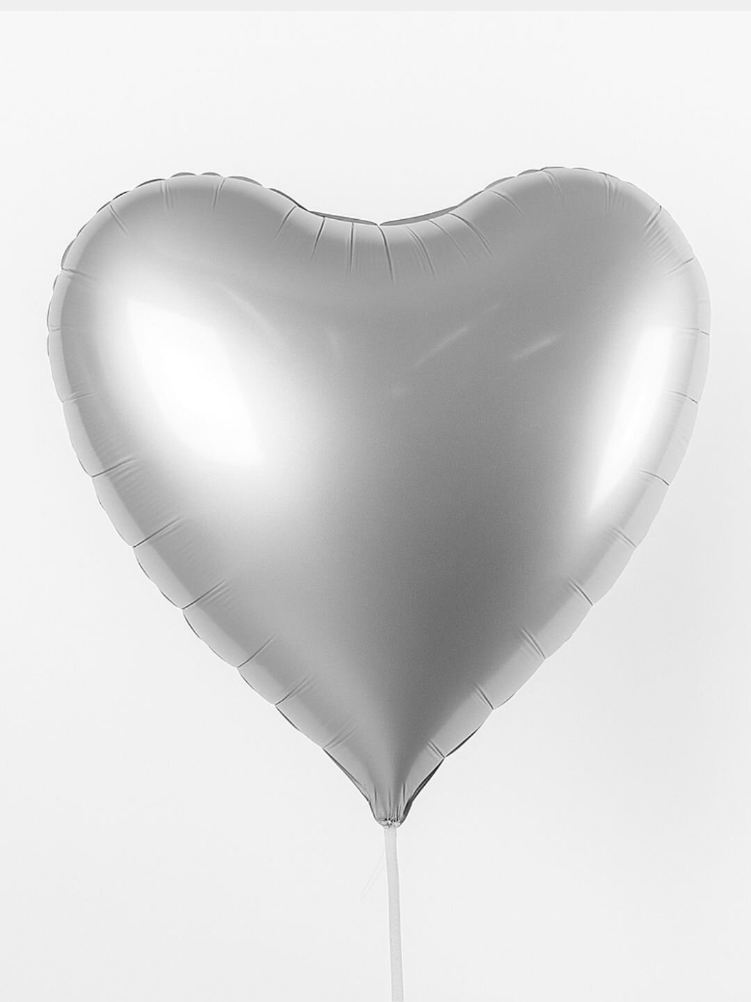 Фольгированный воздушный шар "Сердце", в форме сердца, серебряный