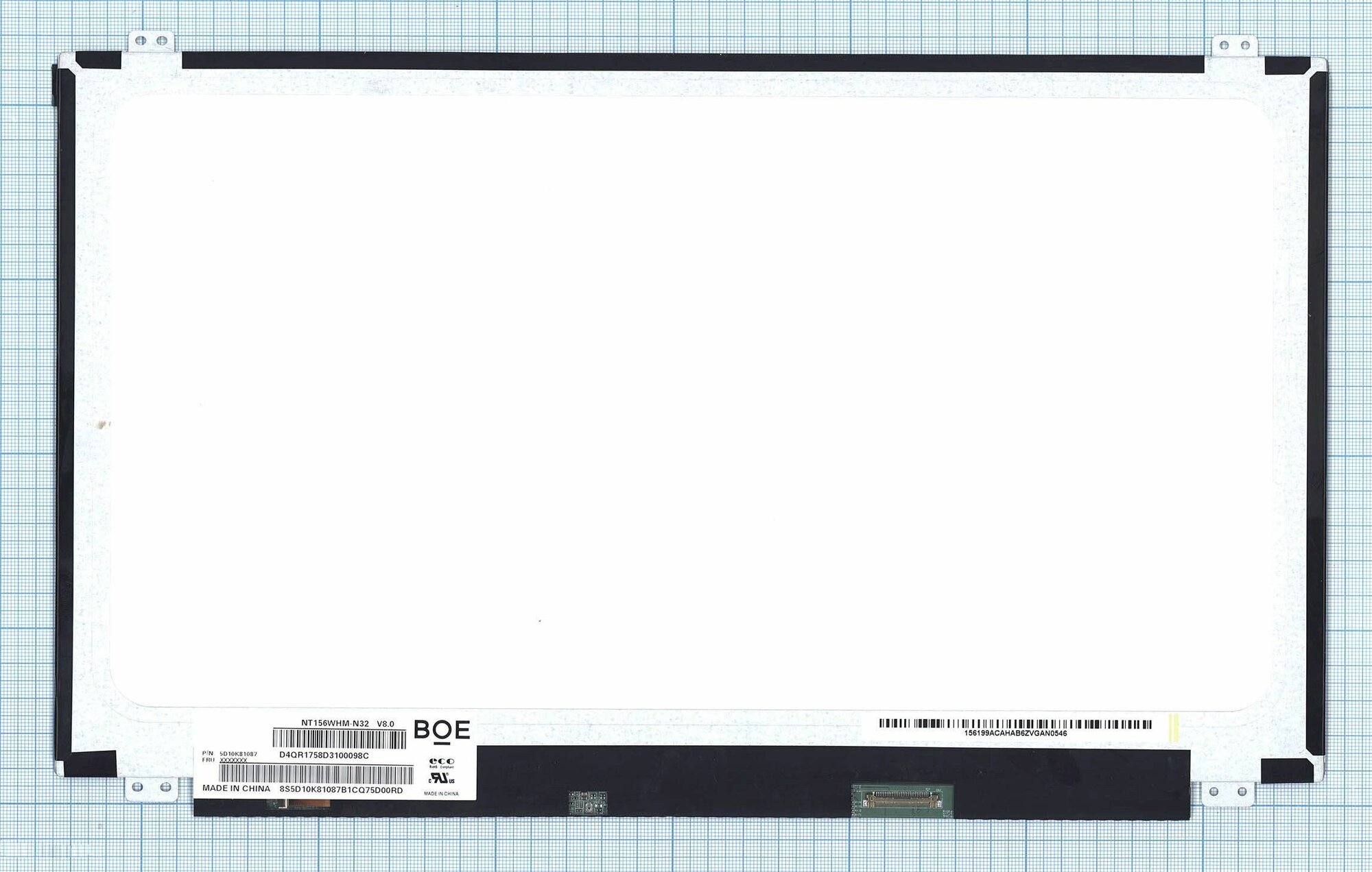 Матрица совместимая с NT156WHM-N32 V8.0, Диагональ 15.6, 1366x768 (HD), Светодиодная (LED)