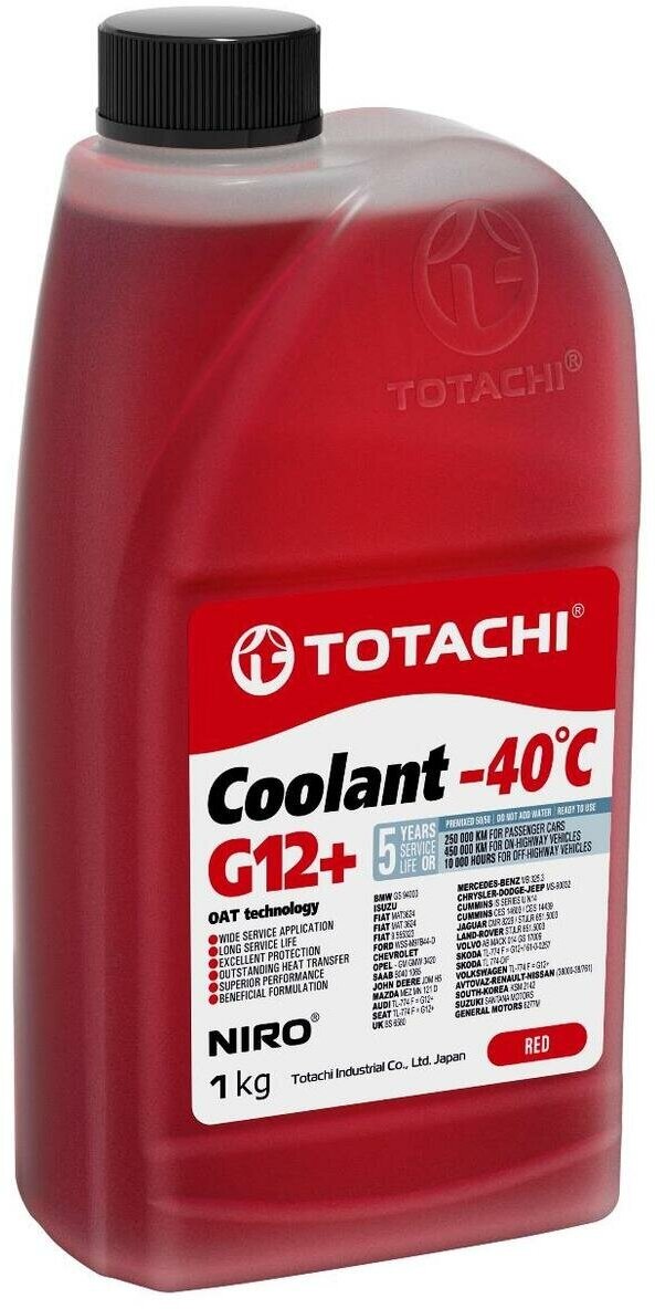 Охлаждающая Жидкость TOTACHI NIRO Coolant Red -40C G12+ 1кг