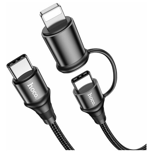 Кабель Hoco X50, Type-C - Lightning/Type-C, 3 А, 1 м, PD, черный usb кабель hoco x50 excellent pd type c на lightning type c 1 метр 3a нейлон серый 18 180