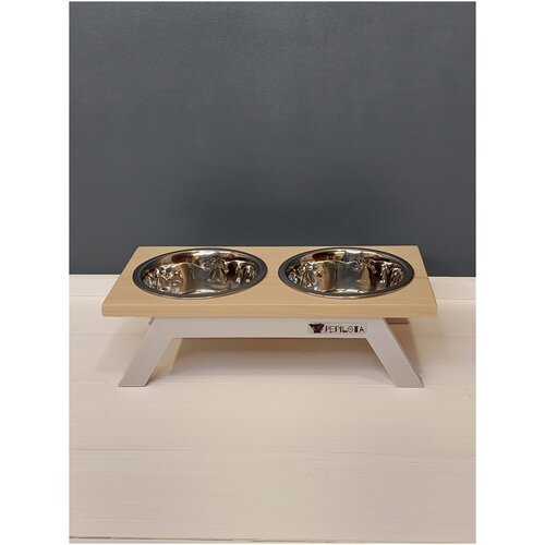 Миска для кошек и собак на подставке 2шт. по 200мл. Pepilota Сфинкс высотой 7см. ц. Вуд-Уайт