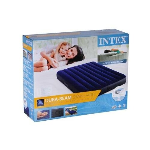 фото Надувной матрас intex classic downy фул, синий, 137x191x25 см