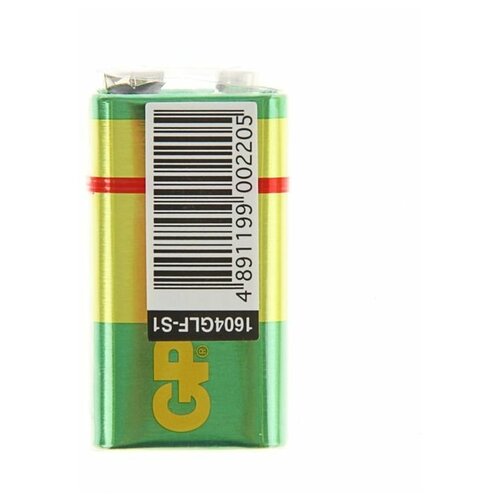 Батарейка солевая GP Greencell Extra Heavy Duty, 6F22-1S, 9В, крона, спайка, 1 шт.