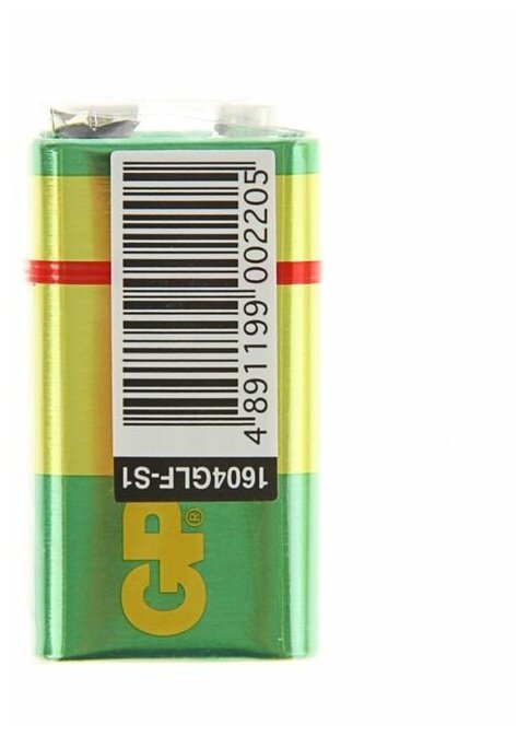 Батарейка солевая GP Greencell Extra Heavy Duty, 6F22-1S, 9В, крона, спайка, 1 шт./В упаковке шт: 1