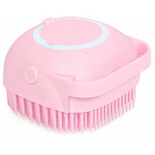 Массажная щетка для мытья животных с дозатором для шампуня, Bentfores (80 мл, розовый, 32757)