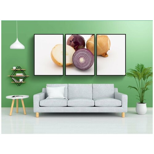 фото Набор модулных постеров для интерьера "лук, овощи, болле" 60x90 см. в тубусе, без рамки lotsprints