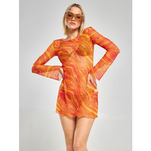 фото Пляжное платье alza, быстросохнущее, размер 44/46, оранжевый, желтый