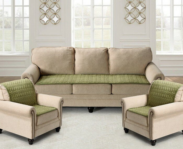 KARTEKS Комплект накидок на диван и два кресла Паркет цвет: зеленый (90х210 см, 90х160 см - 2 шт)