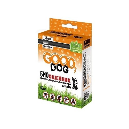 БИОошейник для Собак от блох и клещей Антипаразитарный GooD Dog 65см черный