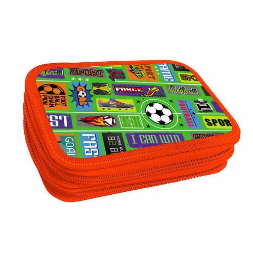 Пенал школьный Канцбург 2 отделения Футбол (мозаика), 125*205*40 мм