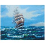 Картина по номерам Цветной Премиум «Корабль с белыми парусами» (холст на подрамнике, 40х50 см) - изображение