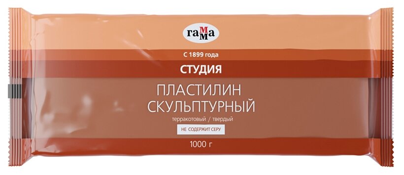 Пластилин ГАММА Студия твердый терракотовый 1000 г (2.80.Е100.003.3)