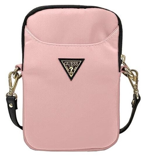 Сумка Guess Nylon phone bag with Triangle metal logo для смартфонов розовая