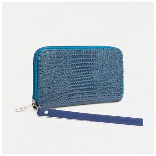 фото Кошелёк на молнии, с ручкой, цвет синий brand no name