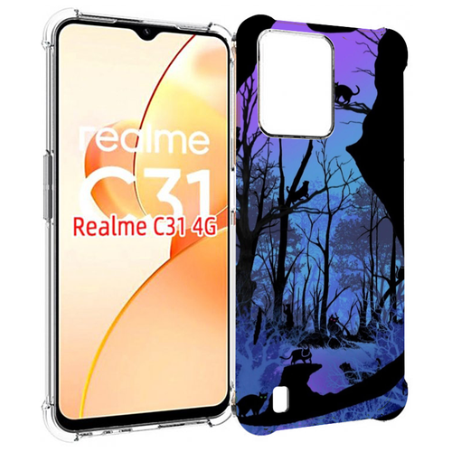 Чехол MyPads лес внутри кота для OPPO Realme C31 задняя-панель-накладка-бампер чехол mypads ночной лес для oppo realme c31 задняя панель накладка бампер