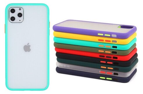 Матовый чехол ТПУ с цветными бортиками для iPhone 11 Pro Max, арт 011417 Прозрачный