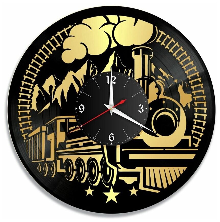 Часы из винила Redlaser "Поезд, поезд, рельсы, железная дорога" VW-12143-1