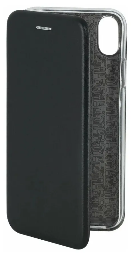 Чехол книжка кожа черный с магнитным замком для Iphone X / Iphone XS трансформируется в подставку, магнитным замком и карманом для карт или денег