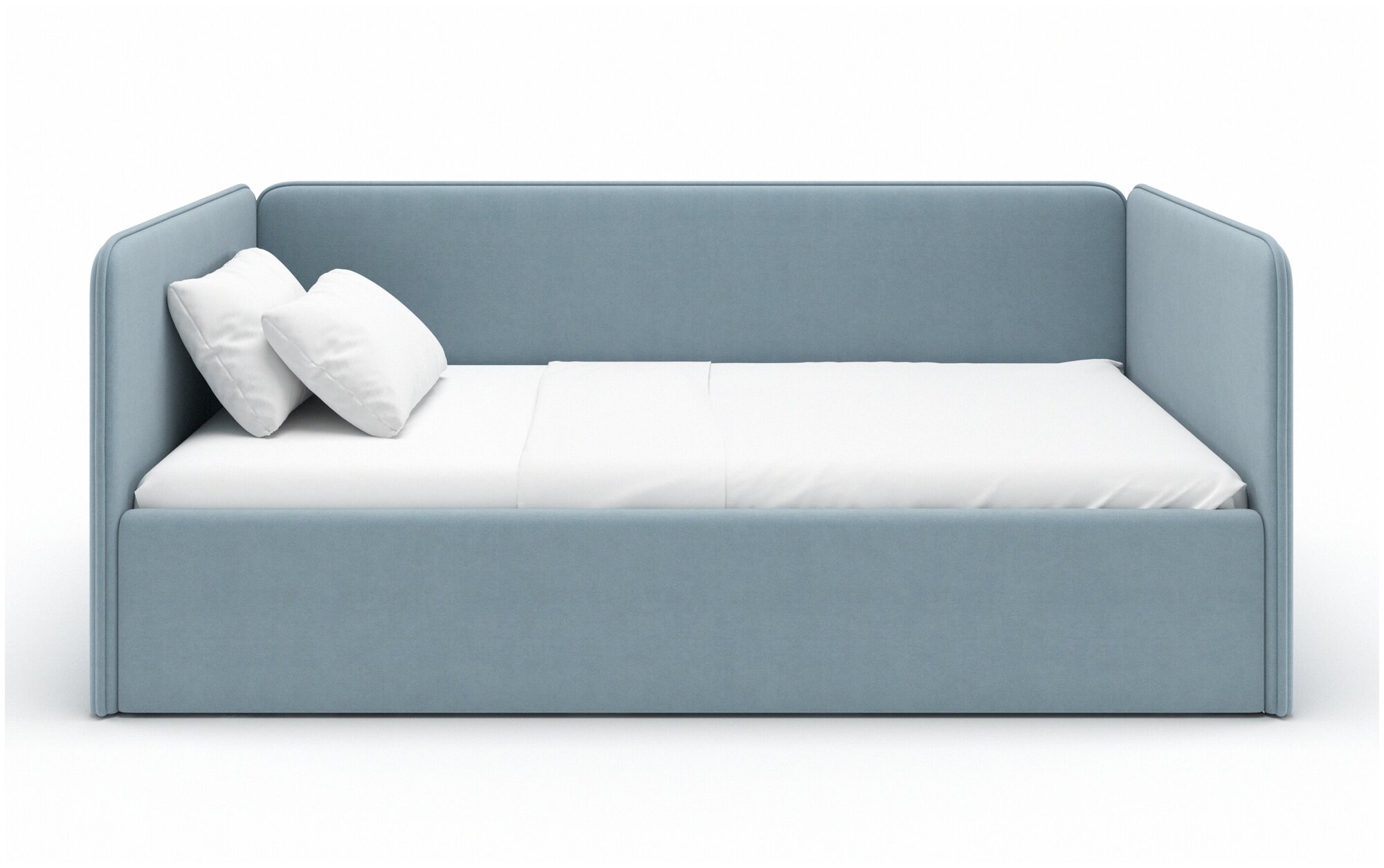 Кровать-диван Romack Leonardo 160*70 голубой с ящиком для белья + боковина большая - фотография № 8
