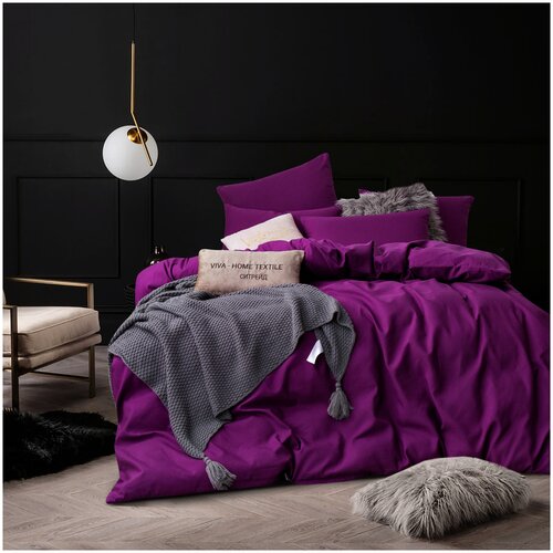 фото Комплект постельного белья ситрейд однотонное purple, 2-х спальное,простыня 160х200х35 см, наволочки 50x70 см - 2 шт