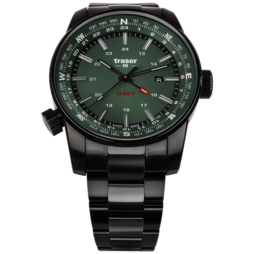 Наручные часы traser, зеленый, черный наручные часы traser часы наручные traser p96 odp evolution green 109038 коричневый зеленый